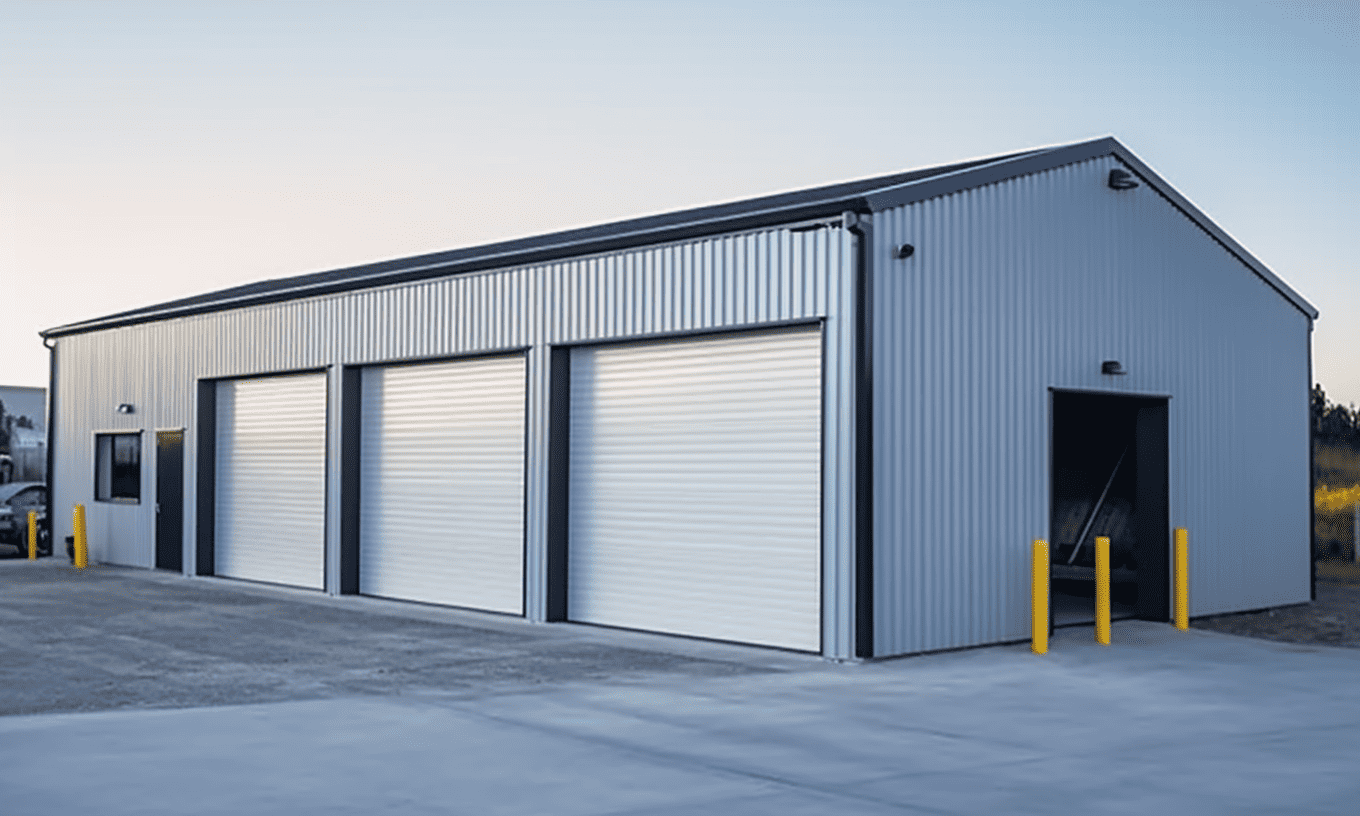 "Image of a spacious metal commercial workshop optimized for efficient operations"