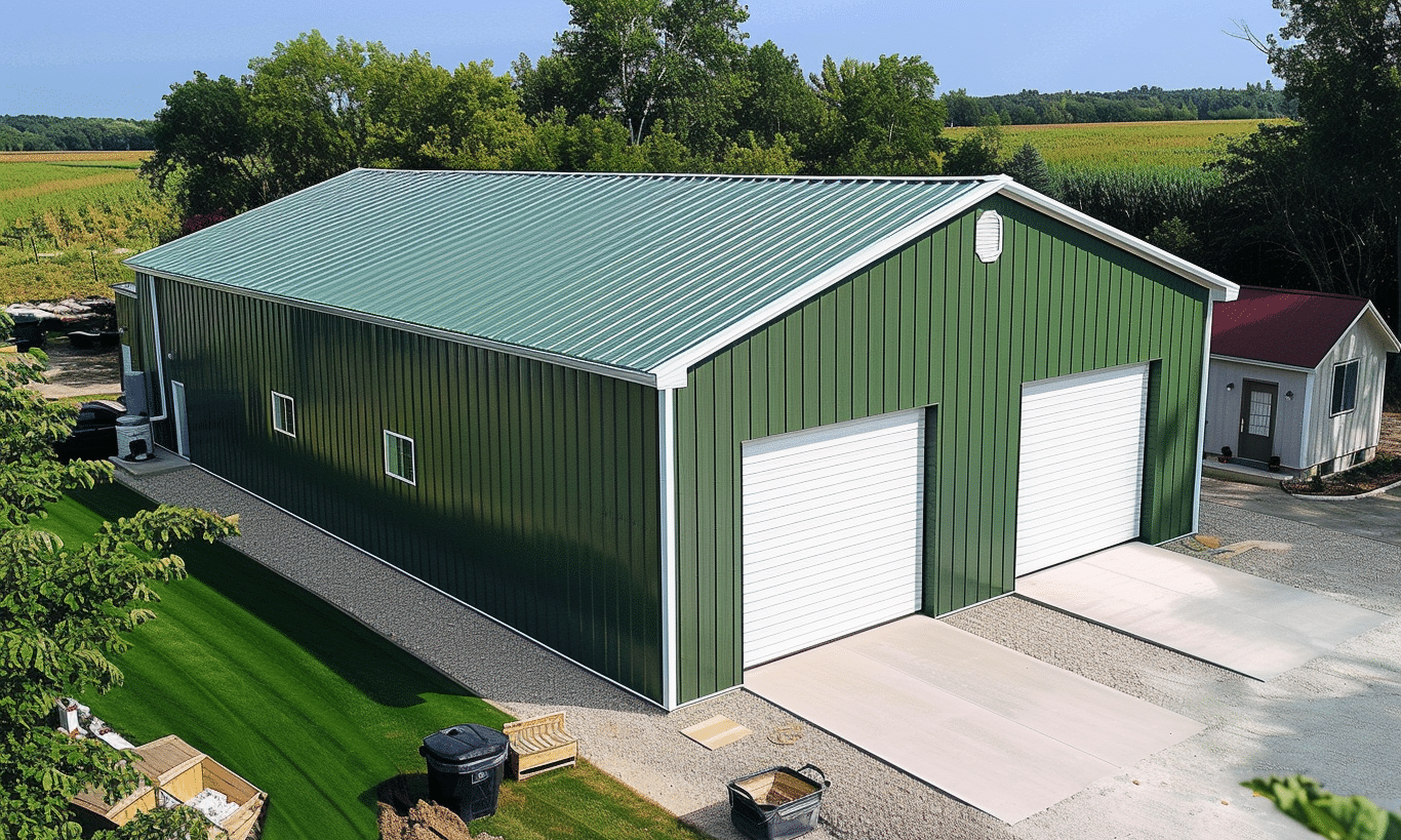 Top view of a two-bedroom garage with an attached bathroom layout plan.