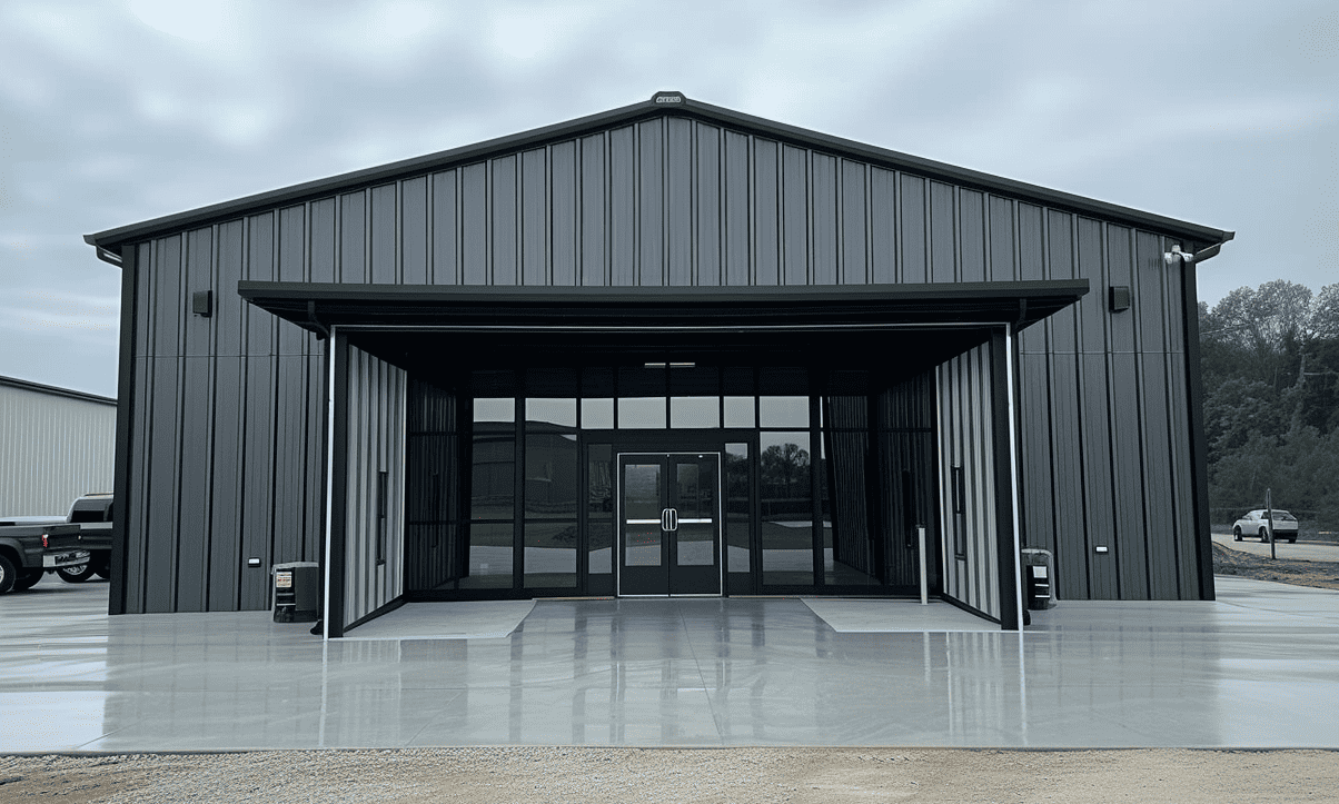 Large open floor plan metal building showcasing vast interior space