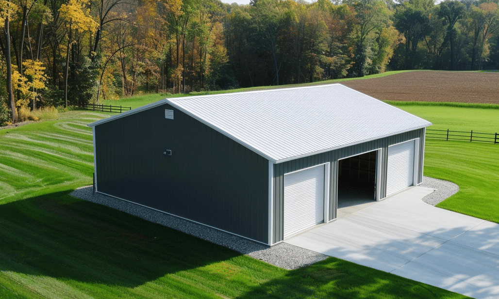 Steel Metal Garage in Alberta - Top View