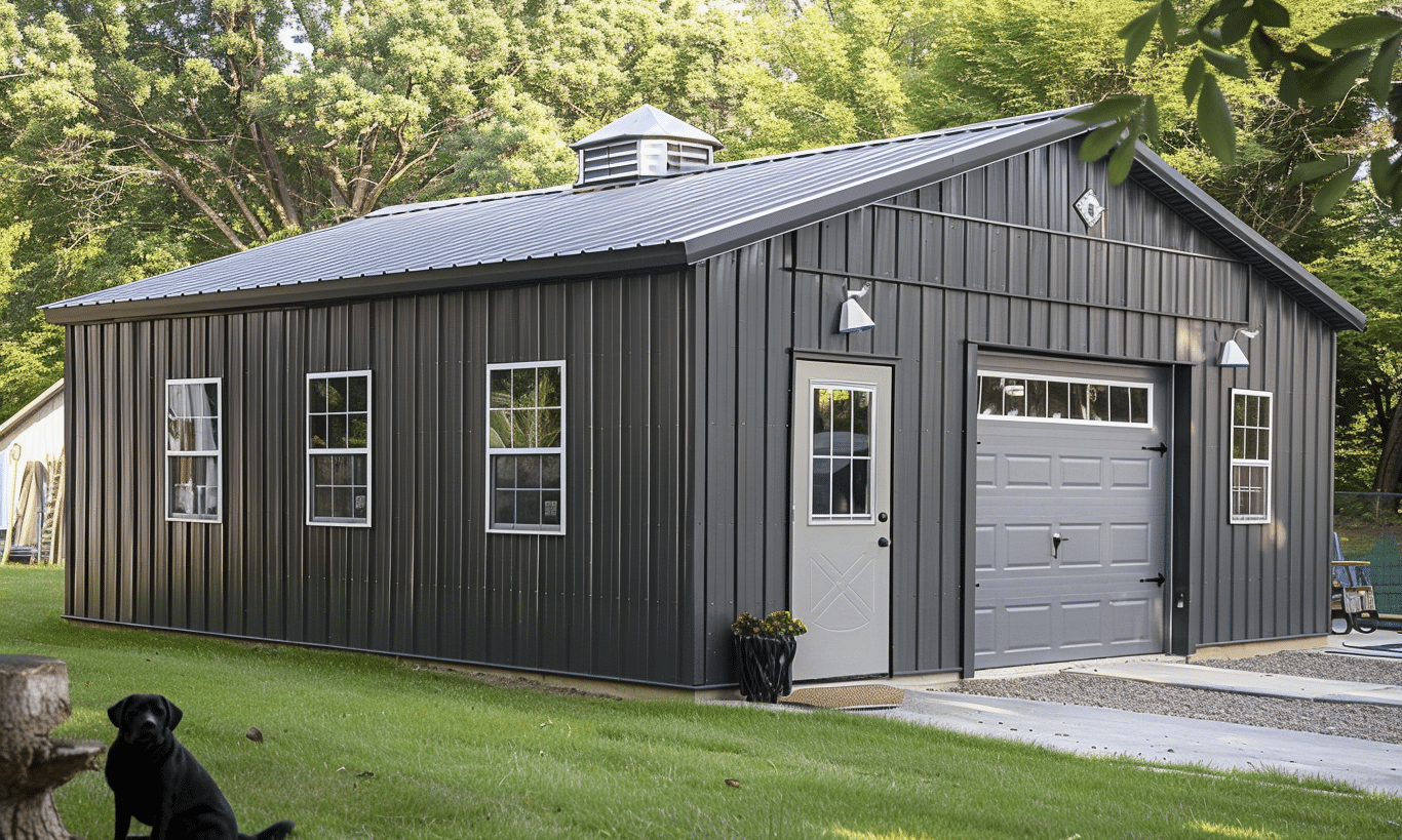 Modern BC garage featuring a double door and a sliding window, perfect for secure storage and additional ventilation.