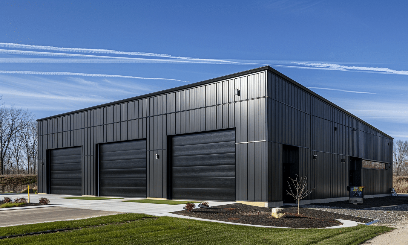 Modern steel garage kits and buildings in BC providing durable, customizable storage solutions for residential and commercial use.