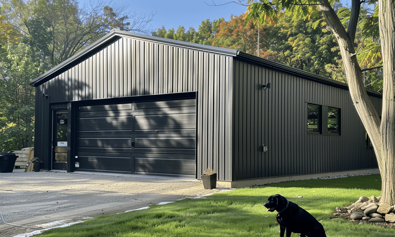 Garage under construction in British Columbia with a focus on modern design and sustainable materials.