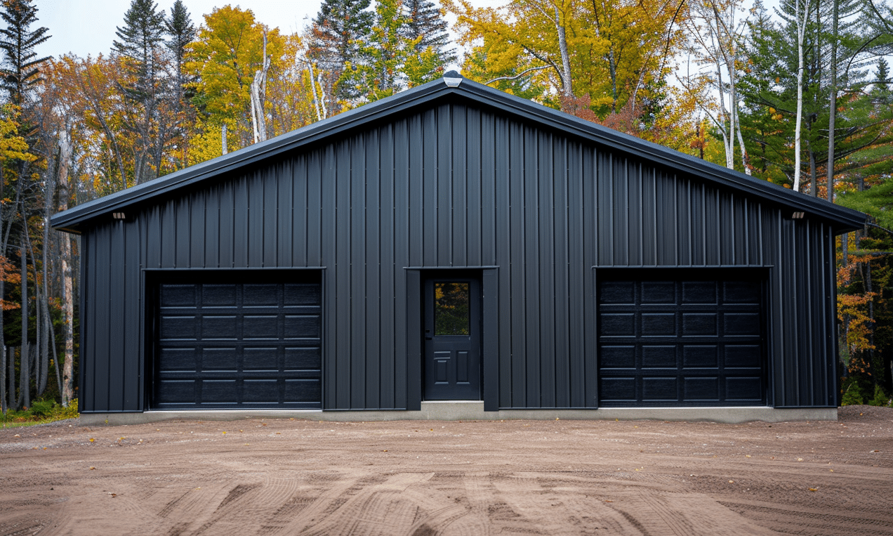 Steel garage kits in isolated British Columbia setting with durable construction and customizable design options