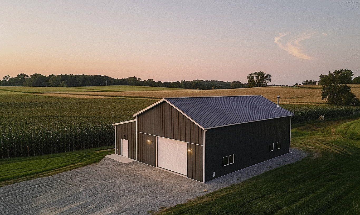 Alt text: Modern steel garage kit in British Columbia featuring durable construction and sleek design for residential and commercial use.