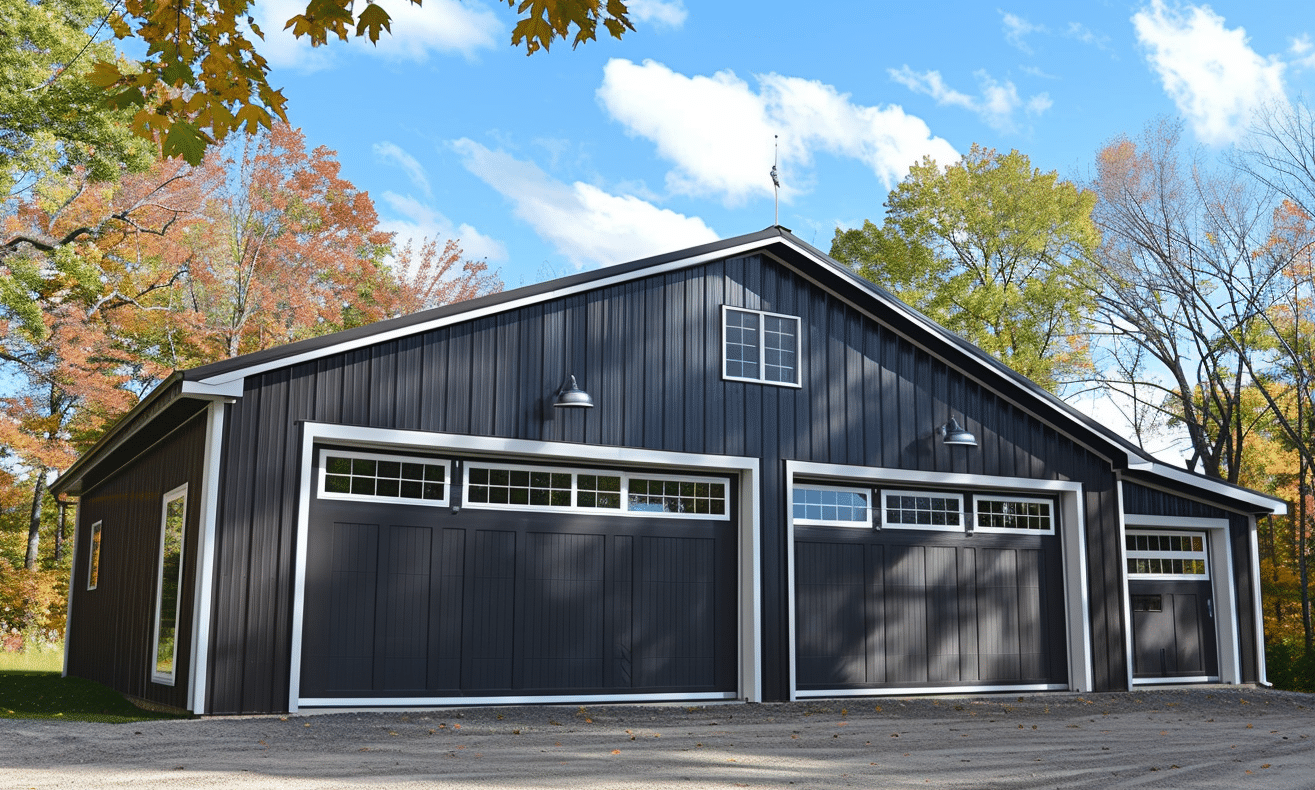 Ontario steel garage kits with large windows ideal for residential and commercial use featuring durable construction and ample natural light