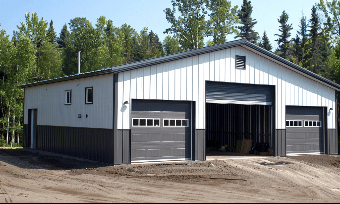 Ontario White and Dark Grey Garage Doors