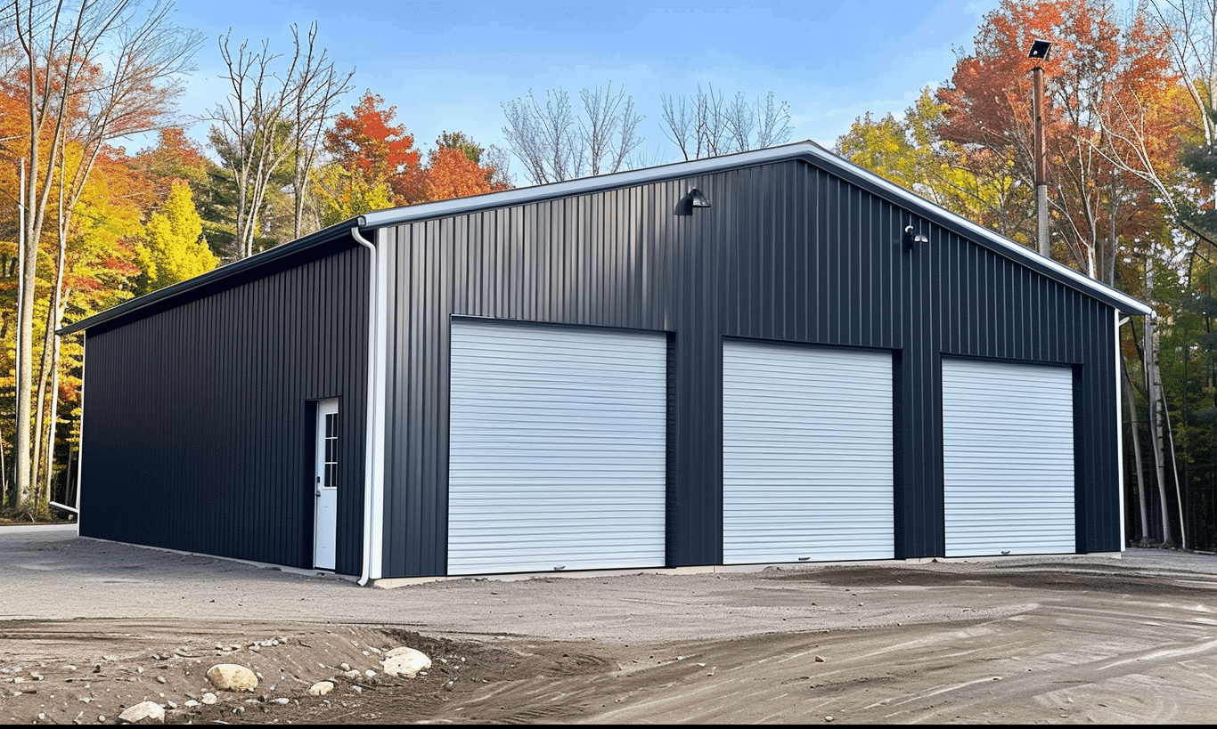 Modern steel garage kit in Ontario showcasing durable construction and innovative design features for residential use