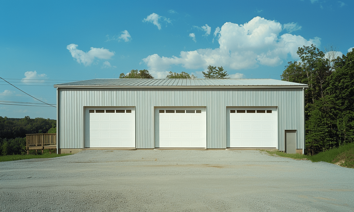 Steel 3 car garage kit in BC featuring durable construction and spacious design for secure vehicle storage and versatile use.