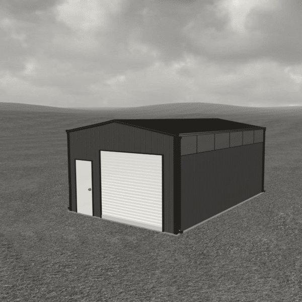 Spacious 16x24 metal shed with durable steel construction for outdoor storage and garden tools.