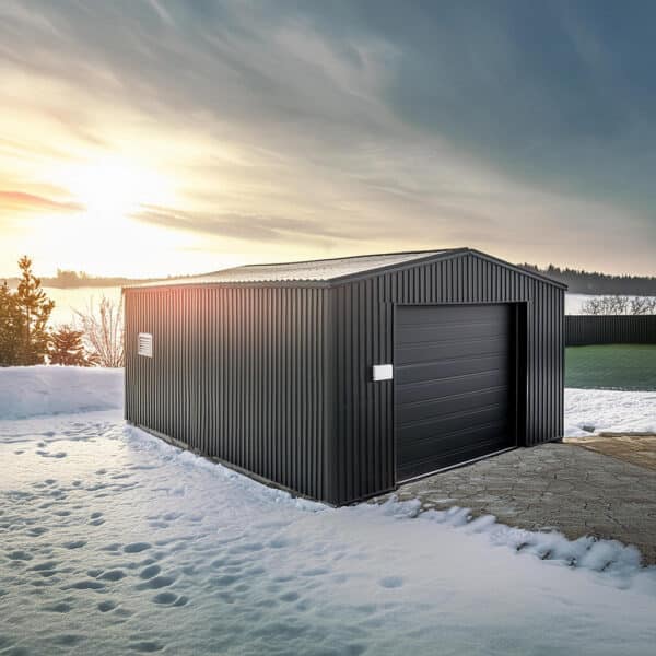 20x24 metal shed ideal for storage, garden tools, and outdoor equipment in a durable and weather-resistant design.