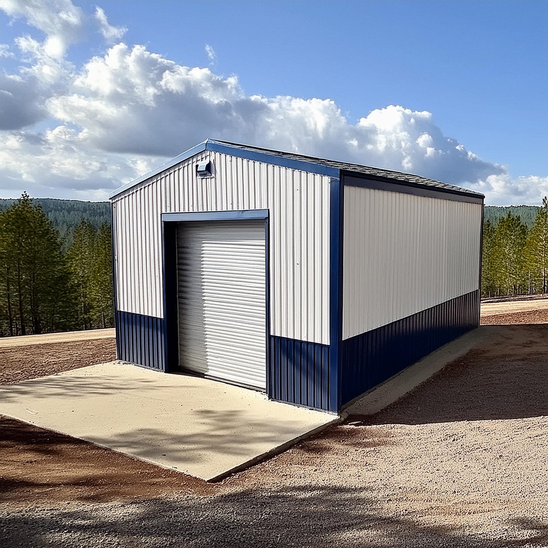 A spacious 20x30 metal shed with a durable steel structure, ideal for storage and workshops in your backyard or garden.