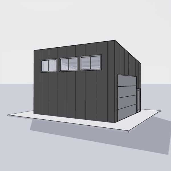 16x20 garage package front view with five car spaces, modern design, durable materials, ideal for storage and automotive use.