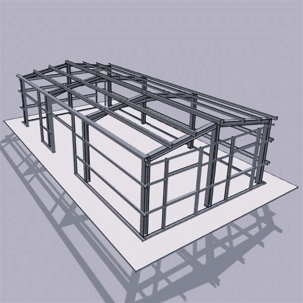 Steel building kit 30x60 size with structural components displayed for DIY construction projects and commercial use.