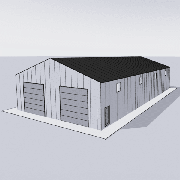 Steel building kit 40x80 with a modern design, perfect for commercial or industrial use, showcasing durability and space efficiency.