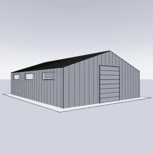 Steel building kit 50x60 size with pre-engineered components ready for construction and customization options.