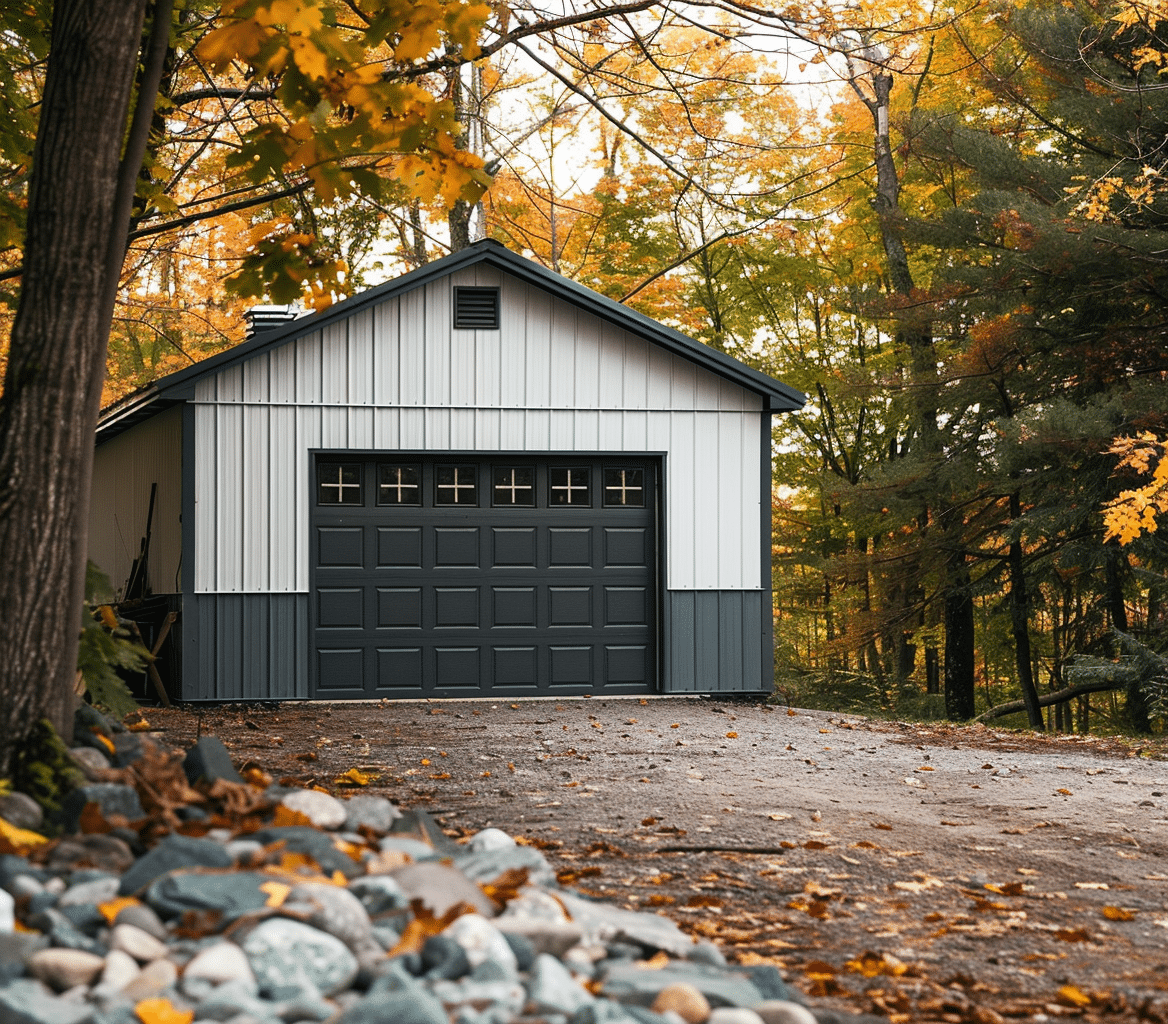 Modern steel garage design in Ontario Canada featuring sleek lines and durable materials for stylish storage solutions.