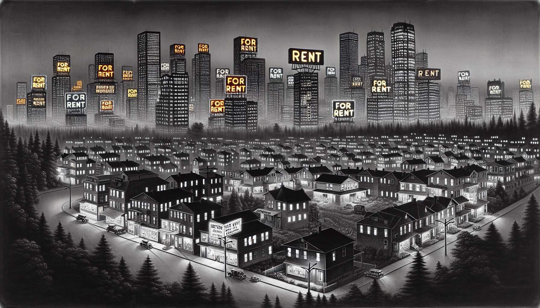 Graph illustrating urban exodus trends and rental decline in major cities, showcasing shifting demographics and housing market changes.