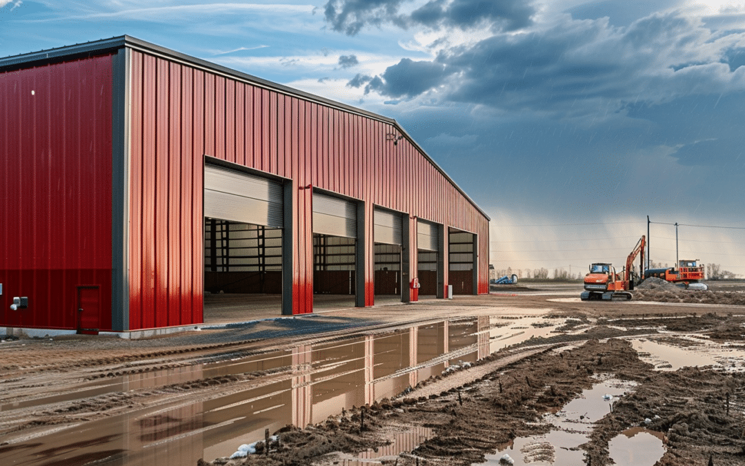 Vibrant Red Industrial Warehouse in Fort McMurray, Alberta