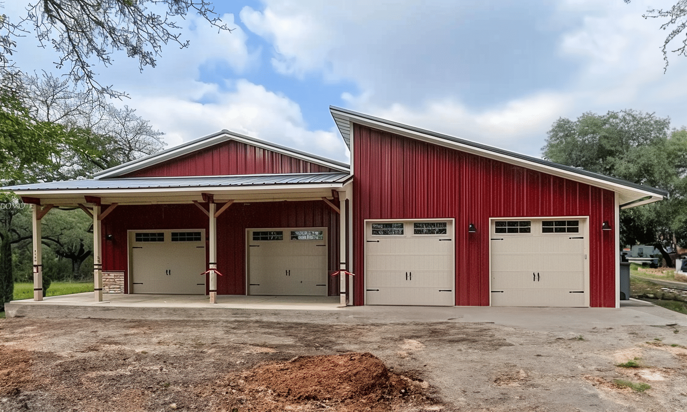 Heritage Red Vertical Metal Garage