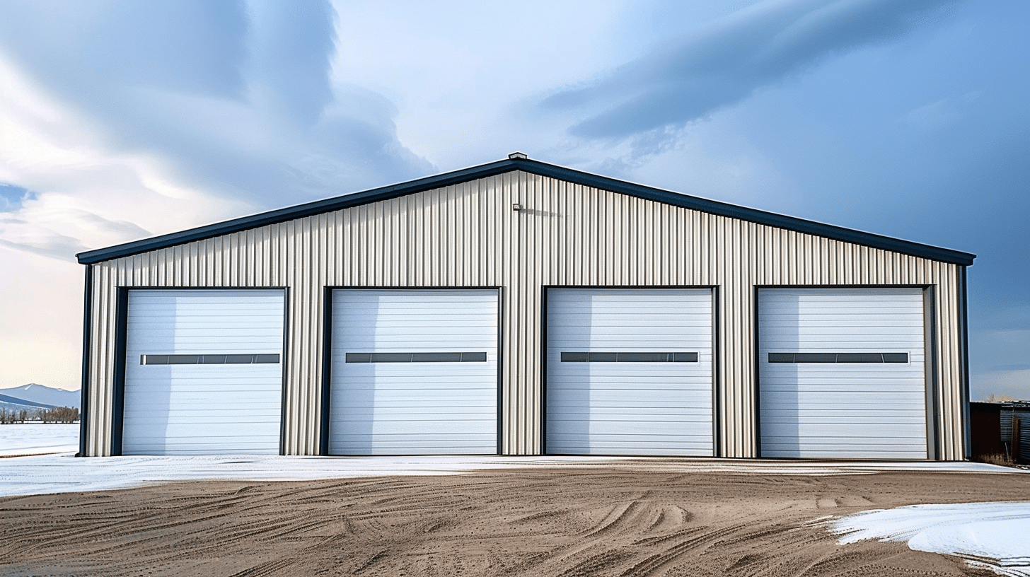 Modern workshop featuring sleek winter white siding, showcasing a stylish and functional design for creative projects.