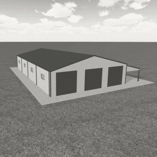 80x100 Steel Building Kit – Workshop with Lean-to - Image 2