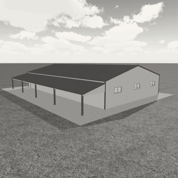 80x100 Steel Building Kit – Workshop with Lean-to - Image 4