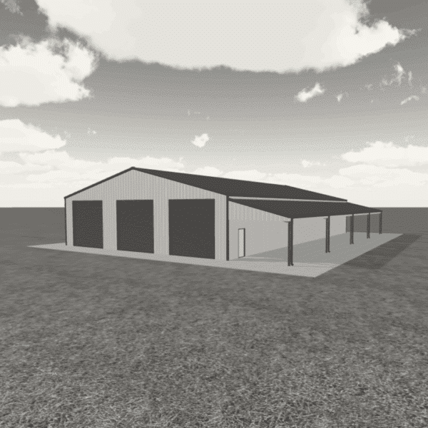 80x100 Steel Building Kit – Workshop with Lean-to - Image 3